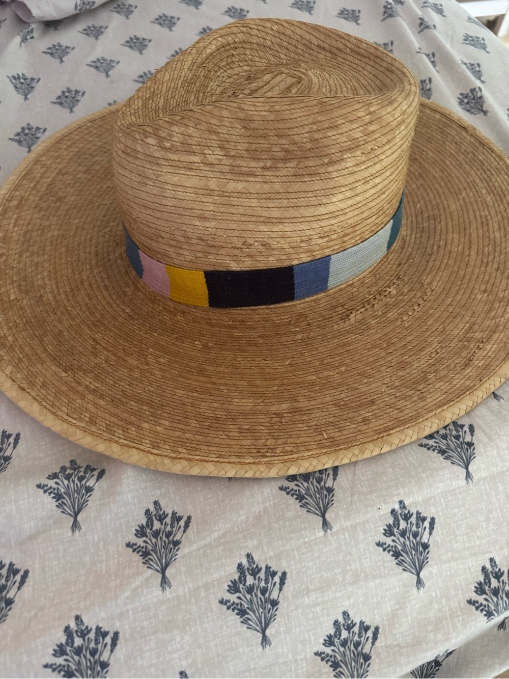 Handwoven Straw Sun Hat with Multicolor Embroidered Band - Picture 7 of 8